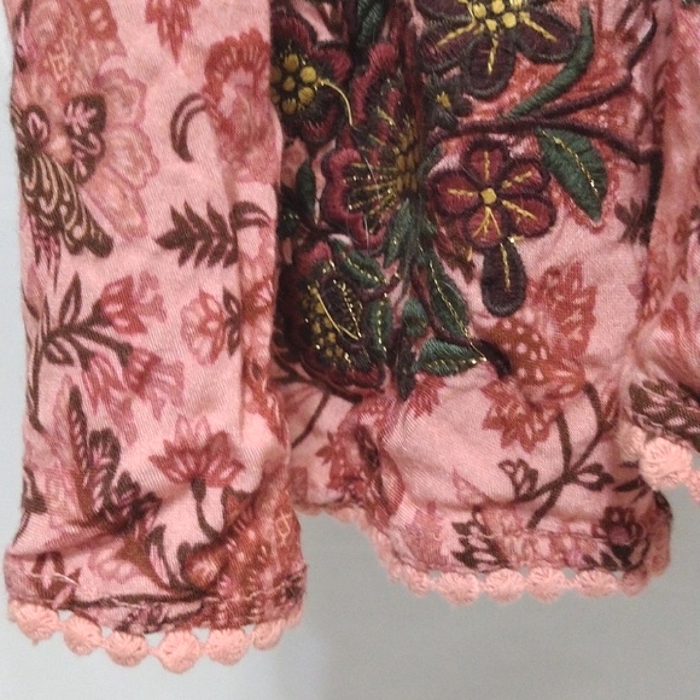 Ollari Anthropologie Embroidered Floral Oversized Flowy Boho Dress XXS - Picture 11 of 14